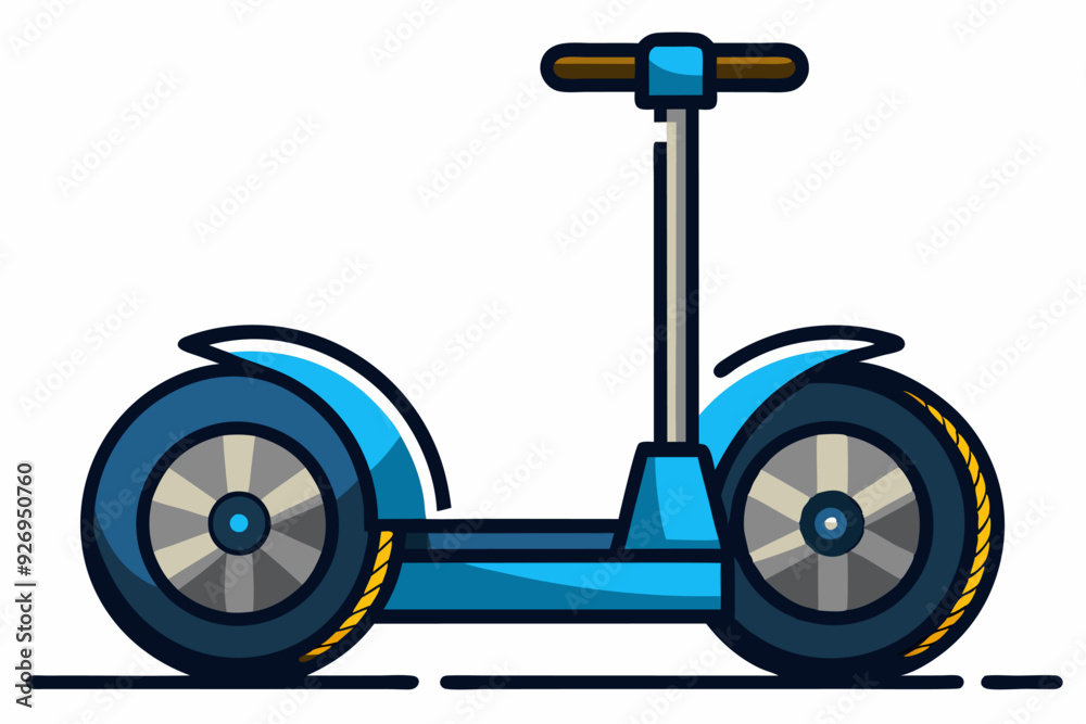 Fototapeta premium Blue Electric Self-Balancing Scooter with Yellow Tires