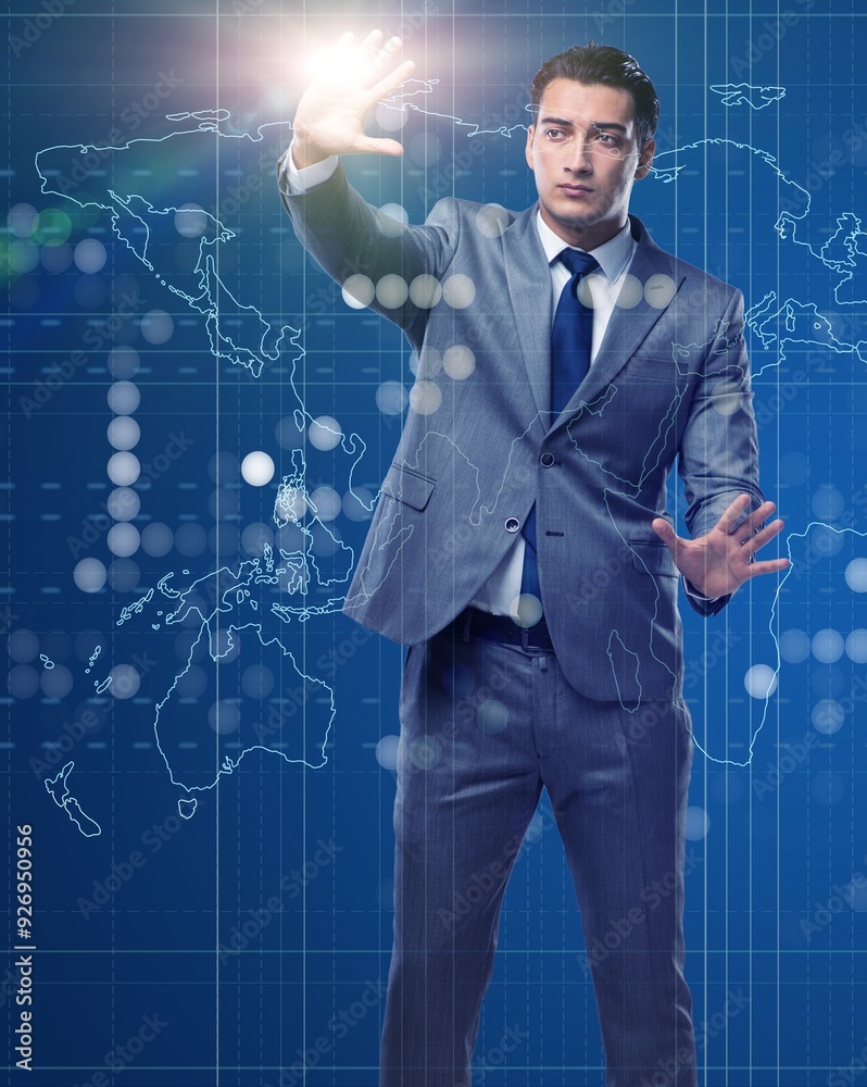 BUsinessman in futuristic computing concept BUsinessman in futuristic computing concept