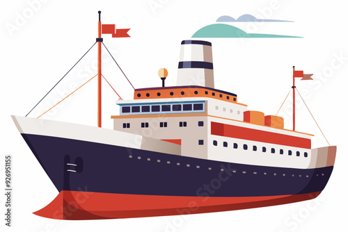 A Cartoon Illustration of a Large Cruise Ship