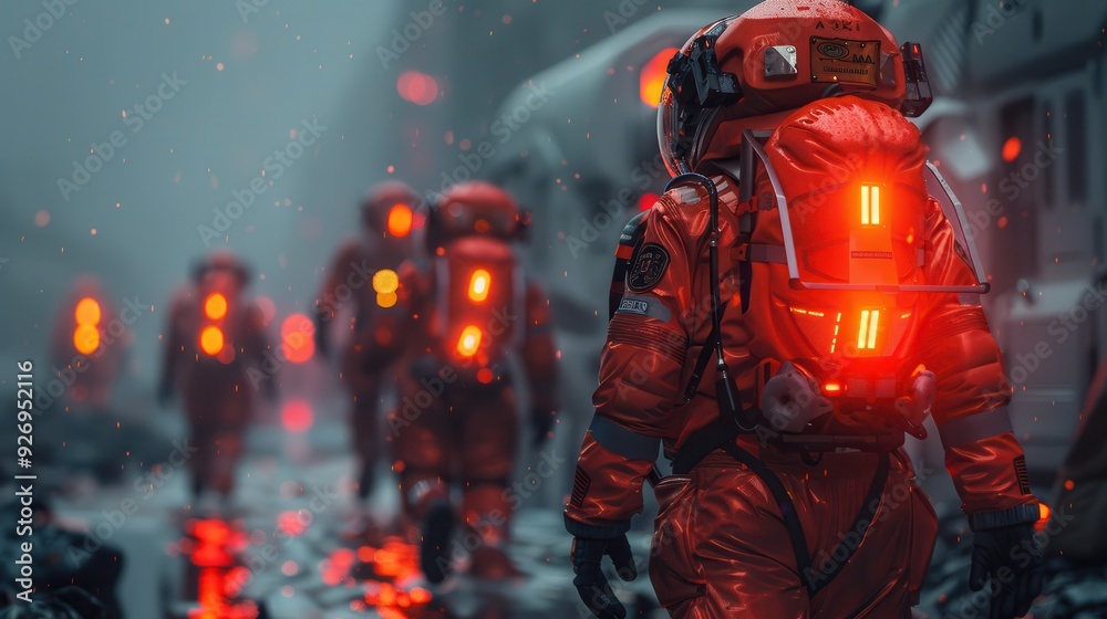 Future-Proof Disaster Response Team with AI-Managed Robots - Advancements in Emergency Services Concept Future-Proof Disaster Response Team with AI-Managed Robots - Advancements in Emergency Services Concept