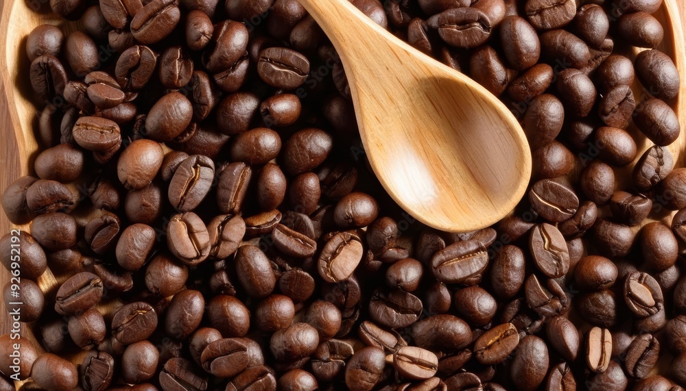 Fototapeta premium Coffee beans and spoon ready for brewing