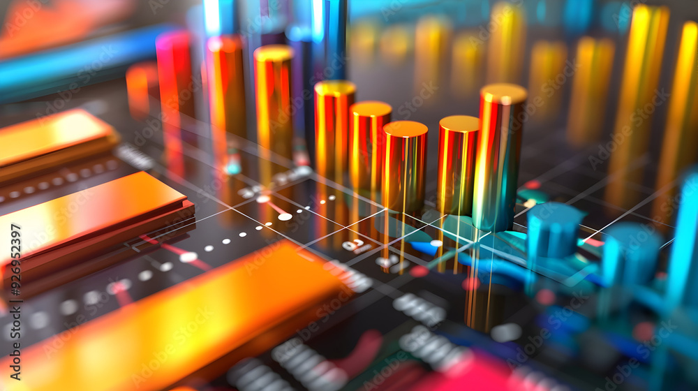 3D financial performance bar chart results