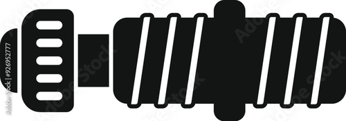 Black metal hose connector with a spiral grip for a watertight seal