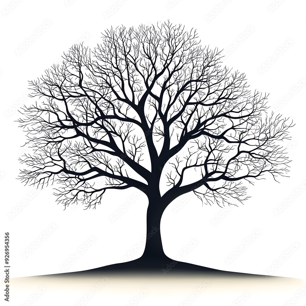 Obraz premium Minimalist Silhouette of a Barren Tree on Plain Background