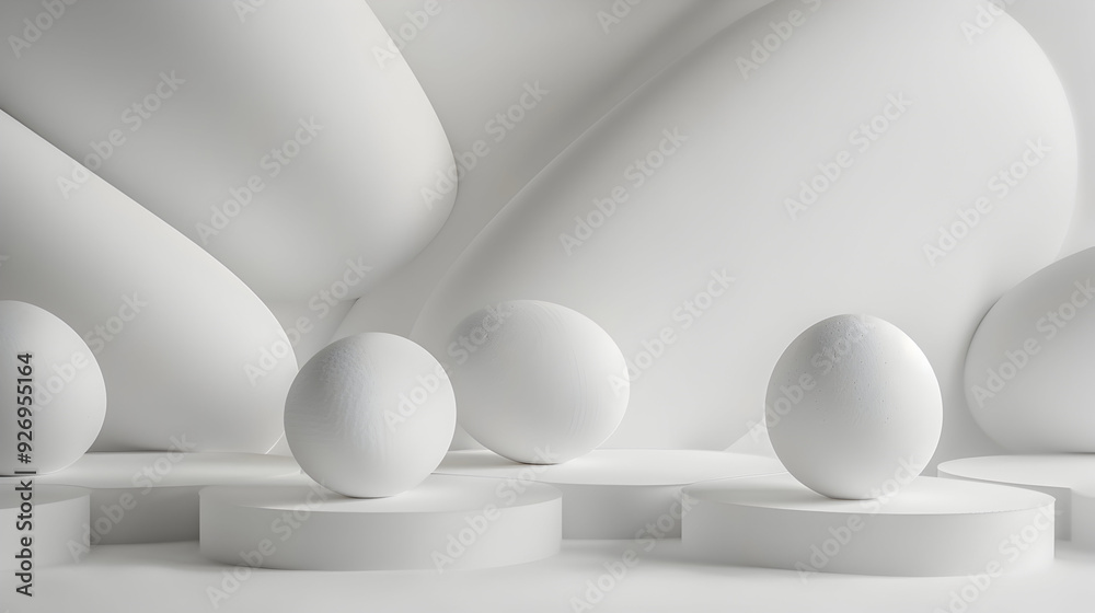 Eggs in white abstract setup. Eggs in white abstract setup.