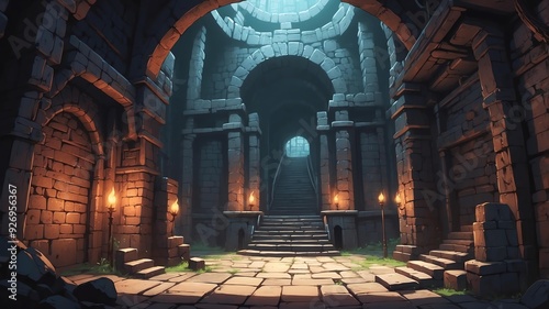 retro style anime dungeon illustration for background