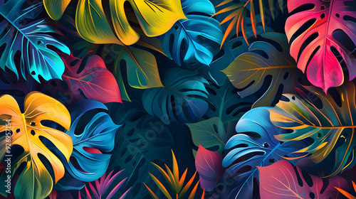 colorful tropical leaf background