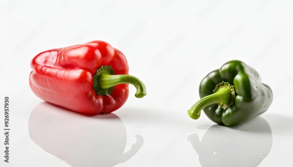 Freshly harvested red and green bell peppers Freshly harvested red and green bell peppers