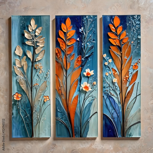 Vintage floral pattern with multi-tiered windows for an autumn atmosphere.