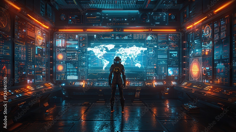 Futuristic Control Room with AI Algorithms Processing Complex Data Futuristic Control Room with AI Algorithms Processing Complex Data
