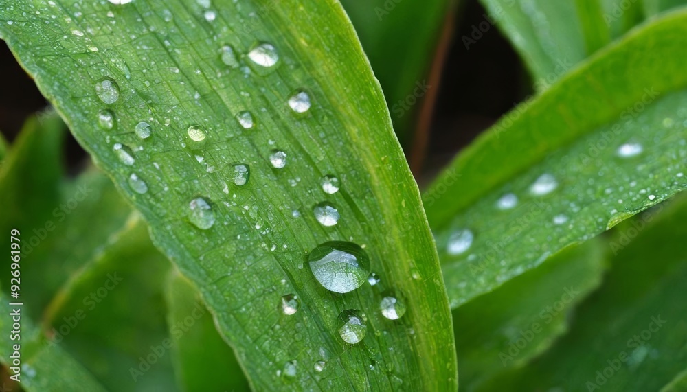 Natures jewels A closeup of dewdrops on a leaf Natures jewels A closeup of dewdrops on a leaf