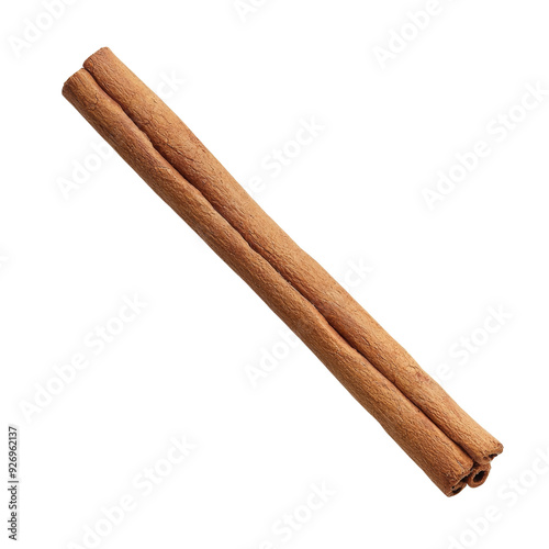 Single cinnamon stick isolated on a transparent background.