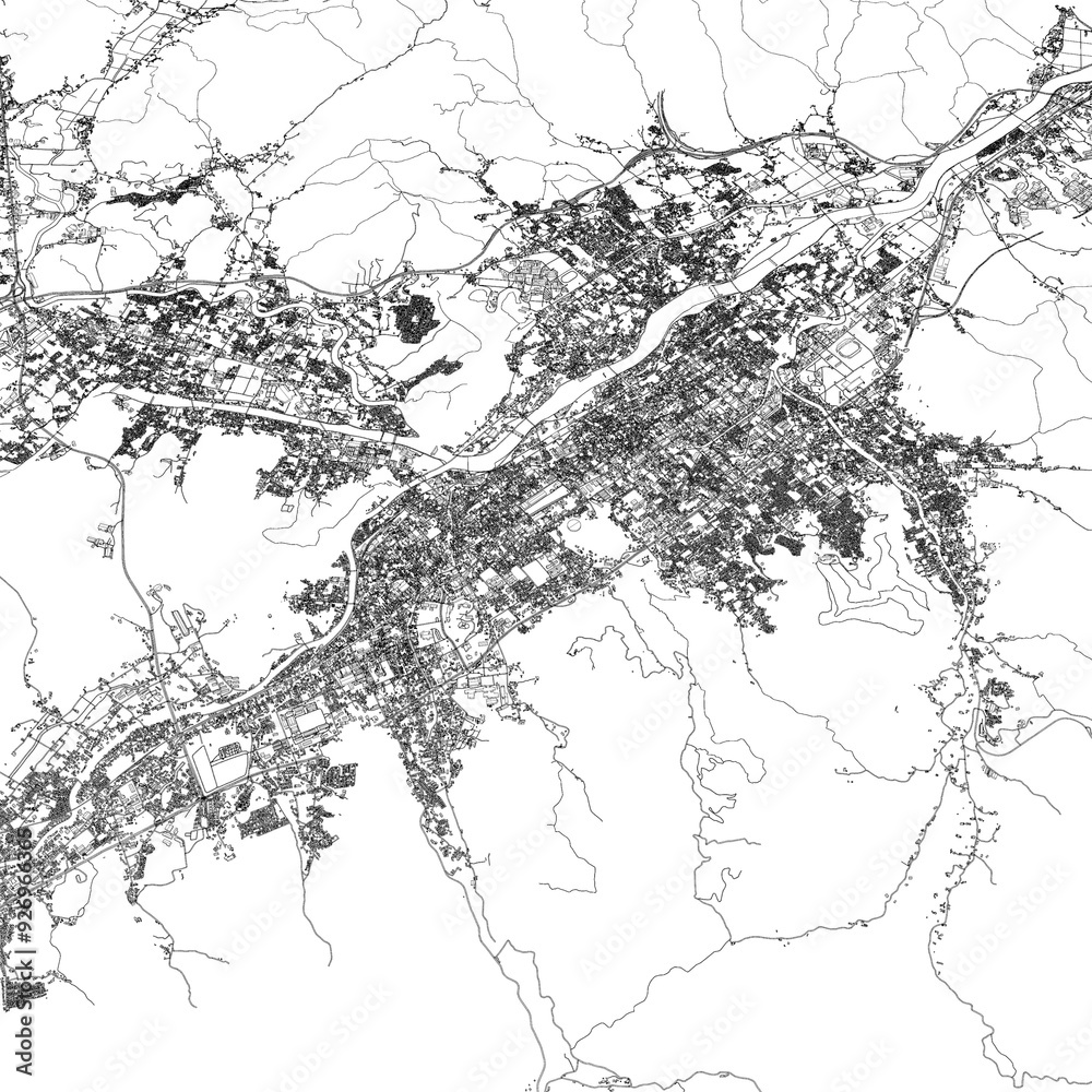 3D illustration of city and urban in Yamaguchi Japan 3D illustration of city and urban in Yamaguchi Japan