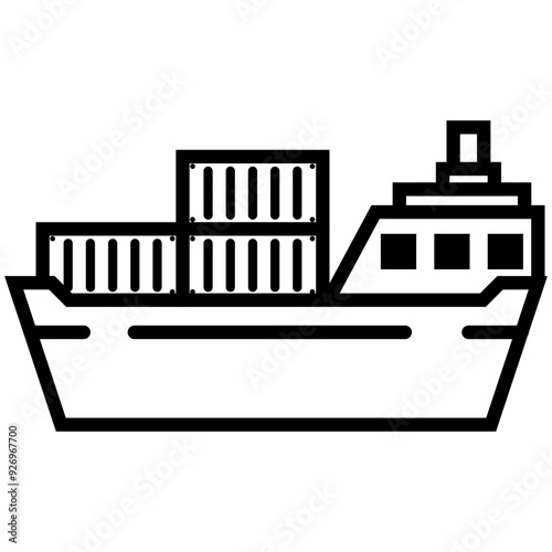 cargo ship delivery in the sea icon 