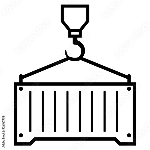 lifting container box with hook icon loading unloading in port