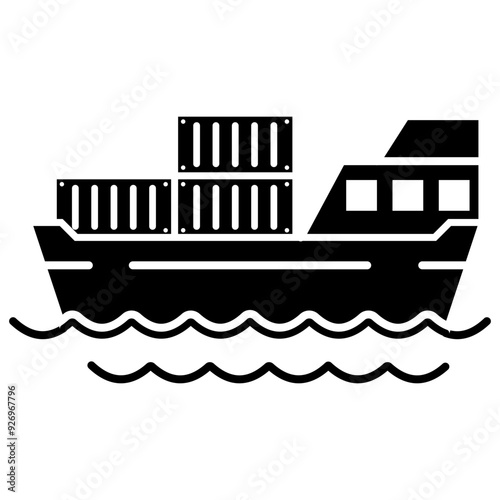 cargo ship delivery in the sea icon 