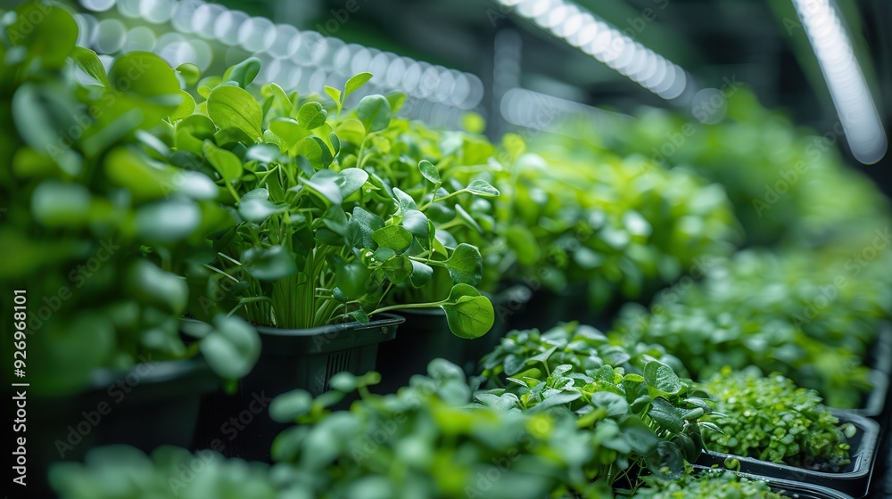 Fertile Future - Clean Modern Hydroponic Farm with Leafy Greens and Automated Watering System for Sustainable Agriculture Concept. Fertile Future - Clean Modern Hydroponic Farm with Leafy Greens and Automated Watering System for Sustainable Agriculture Concept.