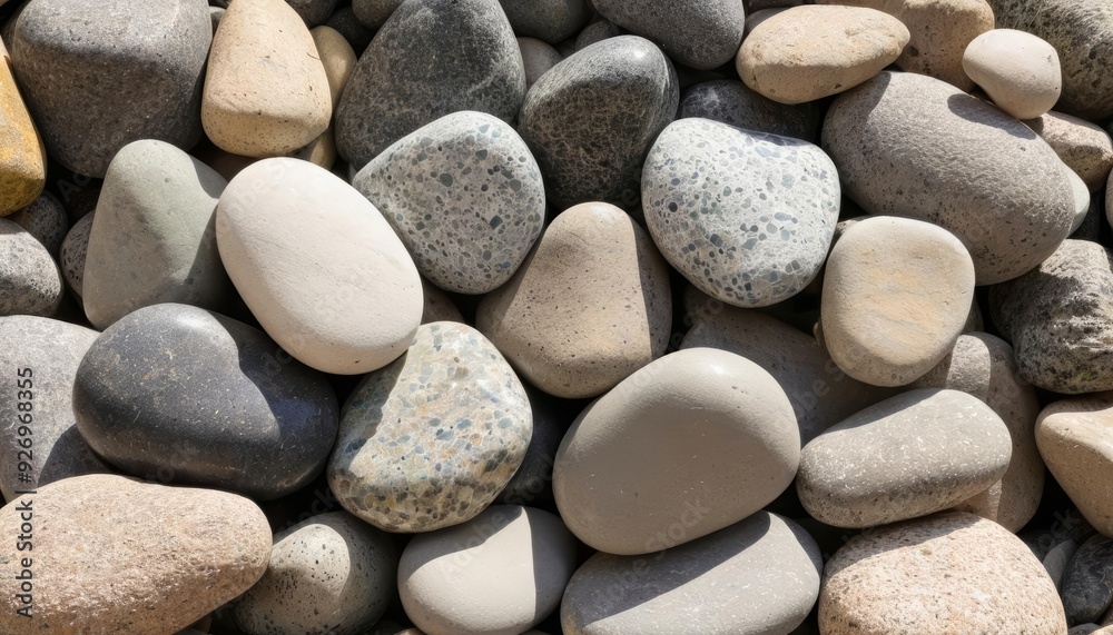 A collection of multicolored river rocks A collection of multicolored river rocks