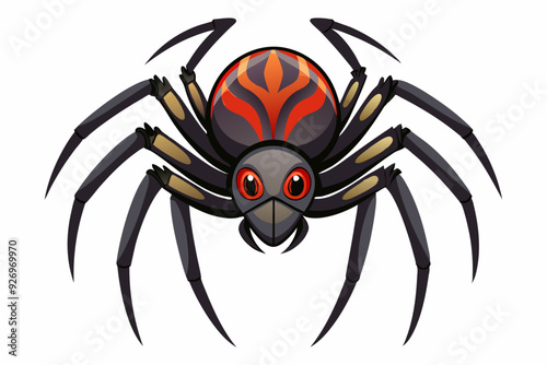Cartoon Spider with Red and Black Pattern on Abdomen