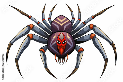 A Cartoon Illustration of a Spider with Red Eyes and a Sharp  Abdomen