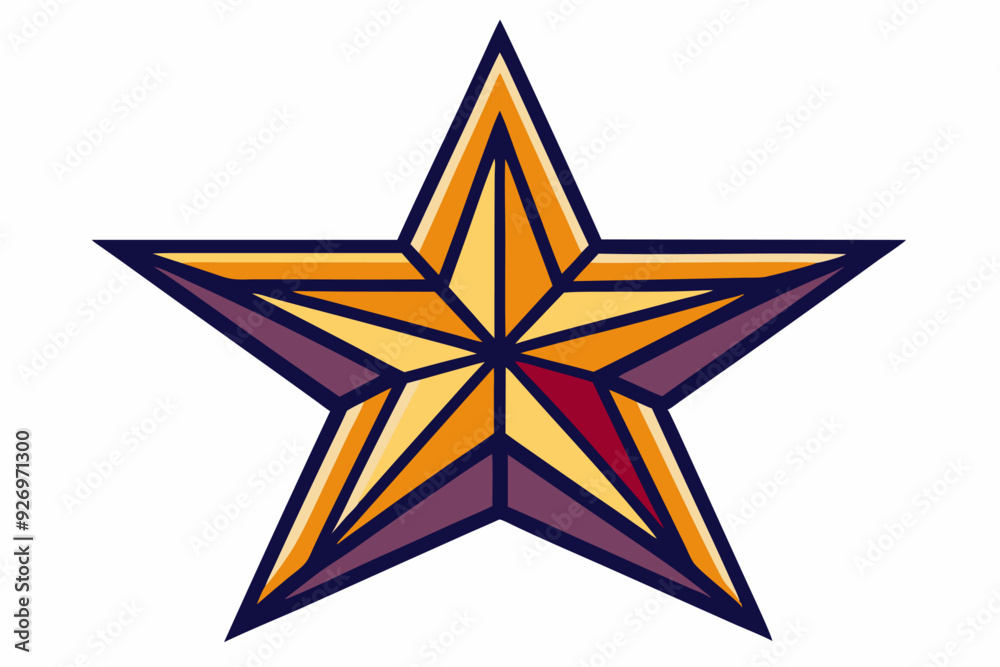 Obraz premium A Five-Pointed Star with Yellow, Orange, Red, and Purple Coloration