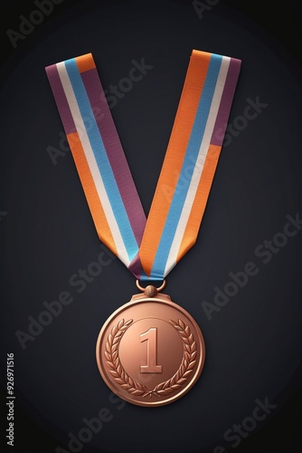 Bronze medal icon isolated on a clean dark background