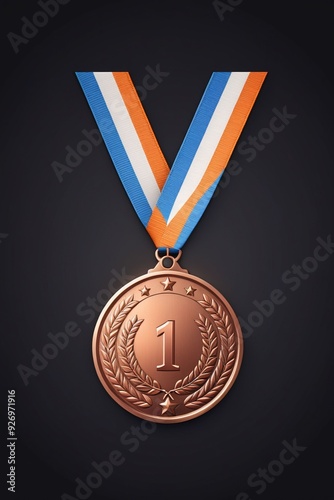 Bronze medal icon isolated on a clean dark background