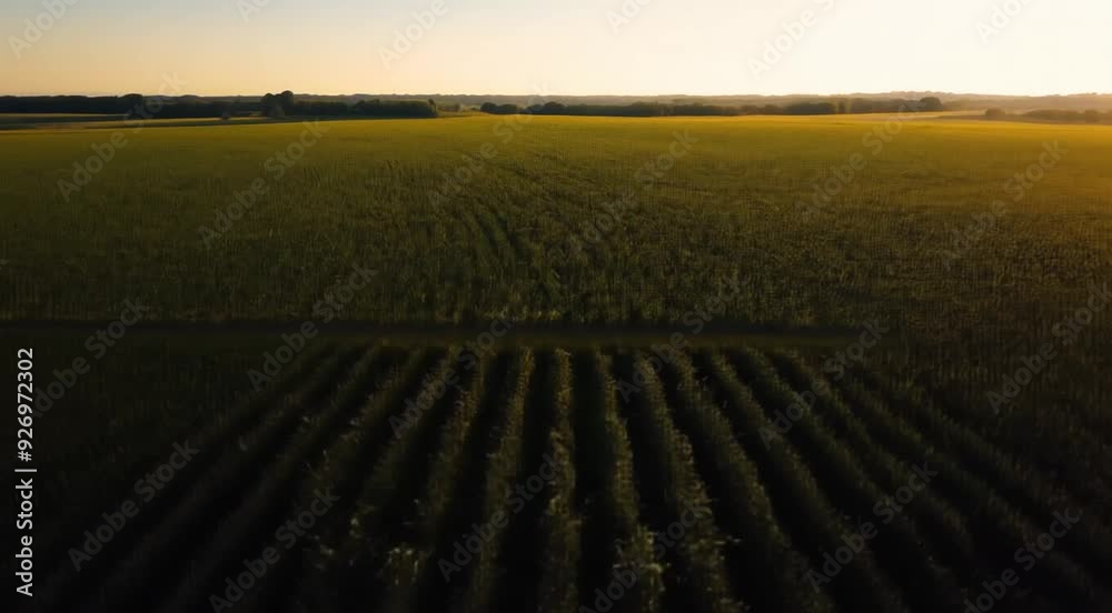 Drone View of Farm Landscape at Sunrise Drone View of Farm Landscape at Sunrise