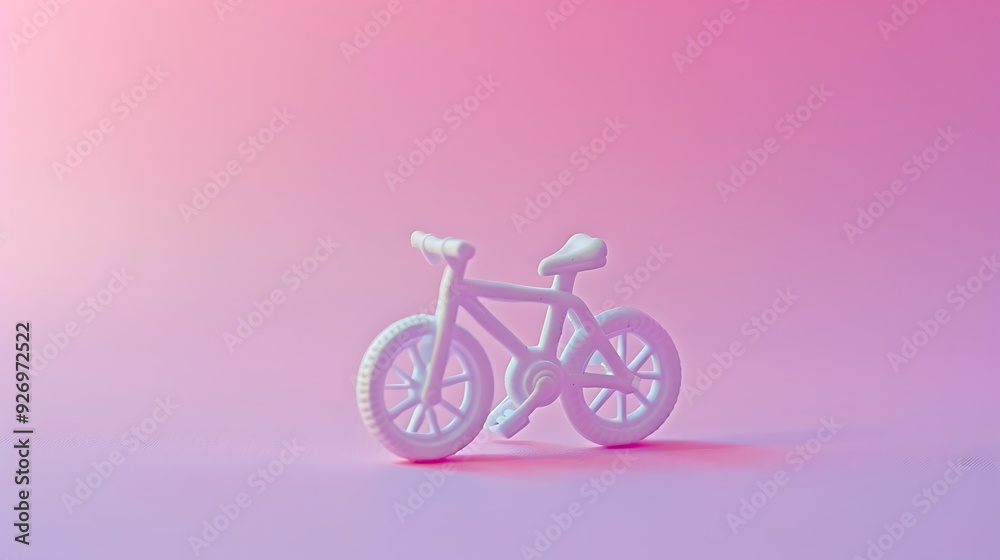 small figurines bike object macro toy on pink and purple background small figurines bike object macro toy on pink and purple background
