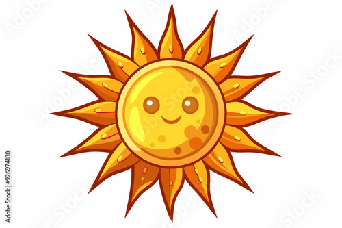 A Smiling Cartoon Sun with Yellow Rays