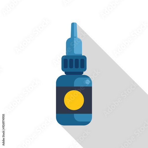 Blue nasal spray or dropper bottle with yellow label and long shadow