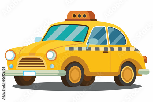 Yellow Taxi Cab With Checkered Stripe