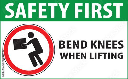 Bend knees when lifting sign notice vector.eps