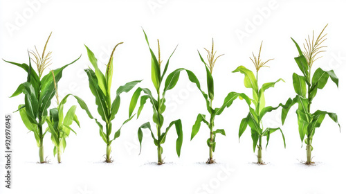 Collection corn plant isolated on a white background