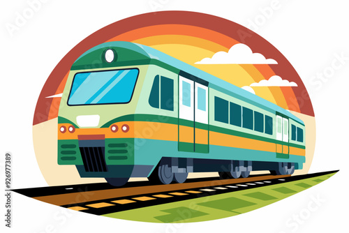 Train Traveling Through a Sunset with Clouds