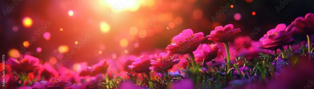 Pink flowers with bokeh background, soft focus and dreamy effect.