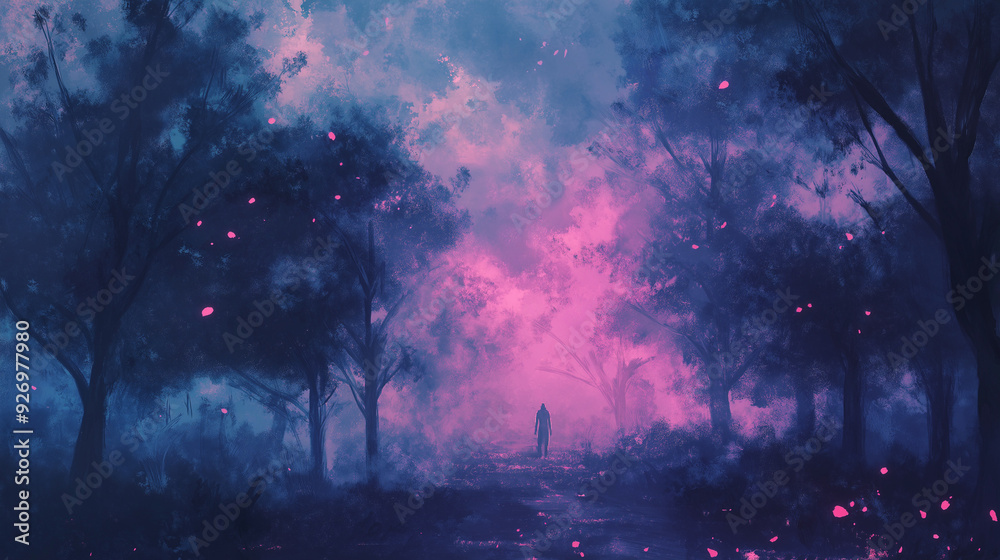 Abstract nebula with red and blue hues, swirling among distant stars against a dark cosmic backdrop Abstract nebula with red and blue hues, swirling among distant stars against a dark cosmic backdrop