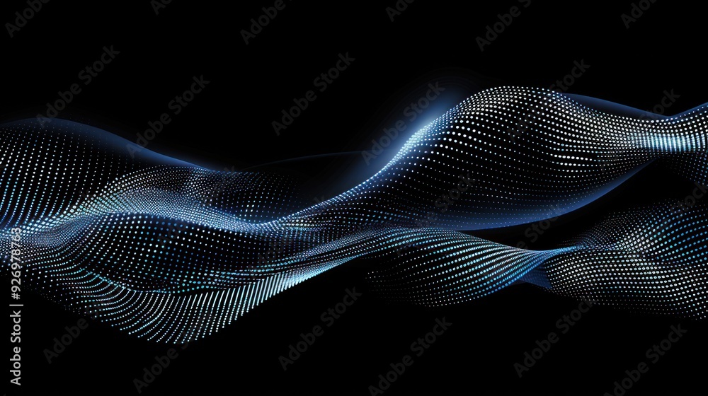 Abstract Blue Light Wave on Black Background Abstract Blue Light Wave on Black Background