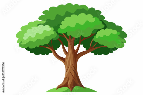 Cartoon Illustration of a Green Tree with Brown Trunk