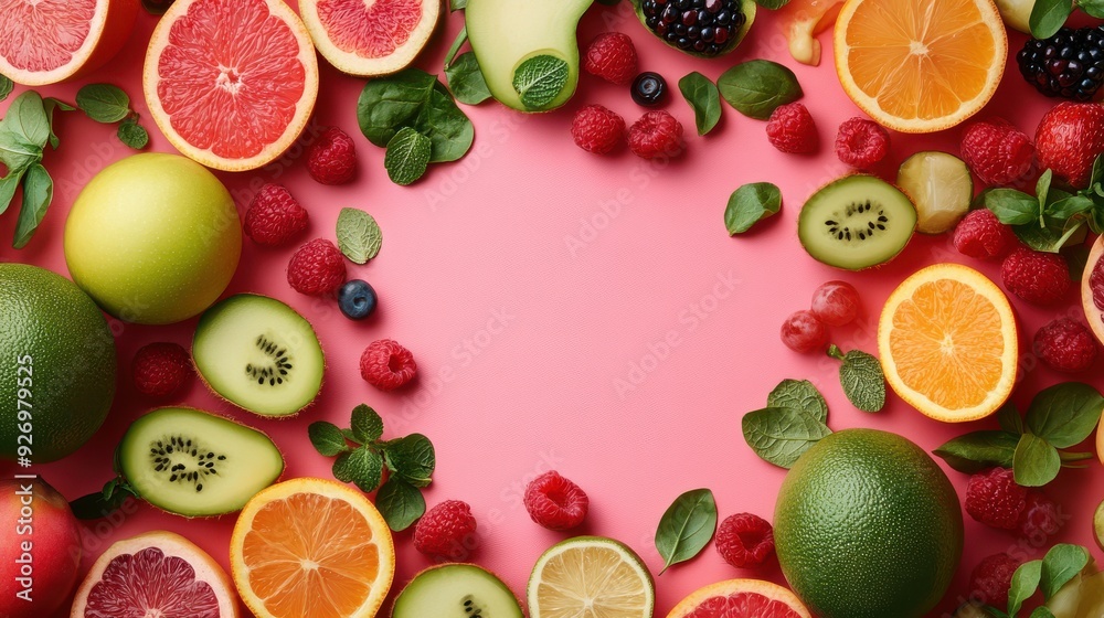 Healthy ingredients laid out for a vibrant background
