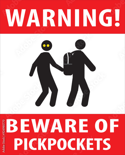 Bild auf Leinwand Beware of pick pocket warning sign vector.eps