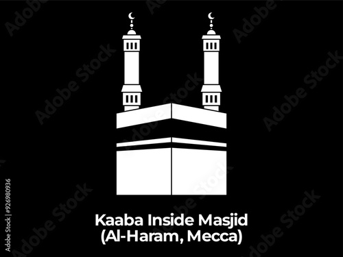 kaaba islam qibla holy sacred place pilgrimage tradition isra mijra umrah haj islam symbol ancient building design icon illustration