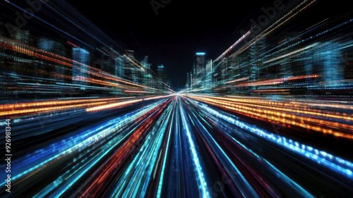digital glitch driving through traffic in the city at night motion movement