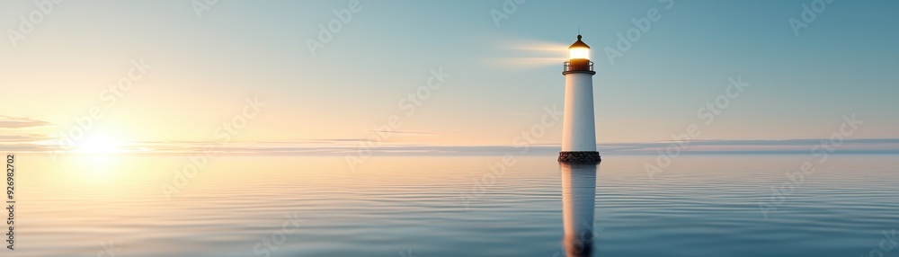 A serene lighthouse standing tall by the calm sea at sunset, symbolizing guidance and tranquility. A serene lighthouse standing tall by the calm sea at sunset, symbolizing guidance and tranquility.
