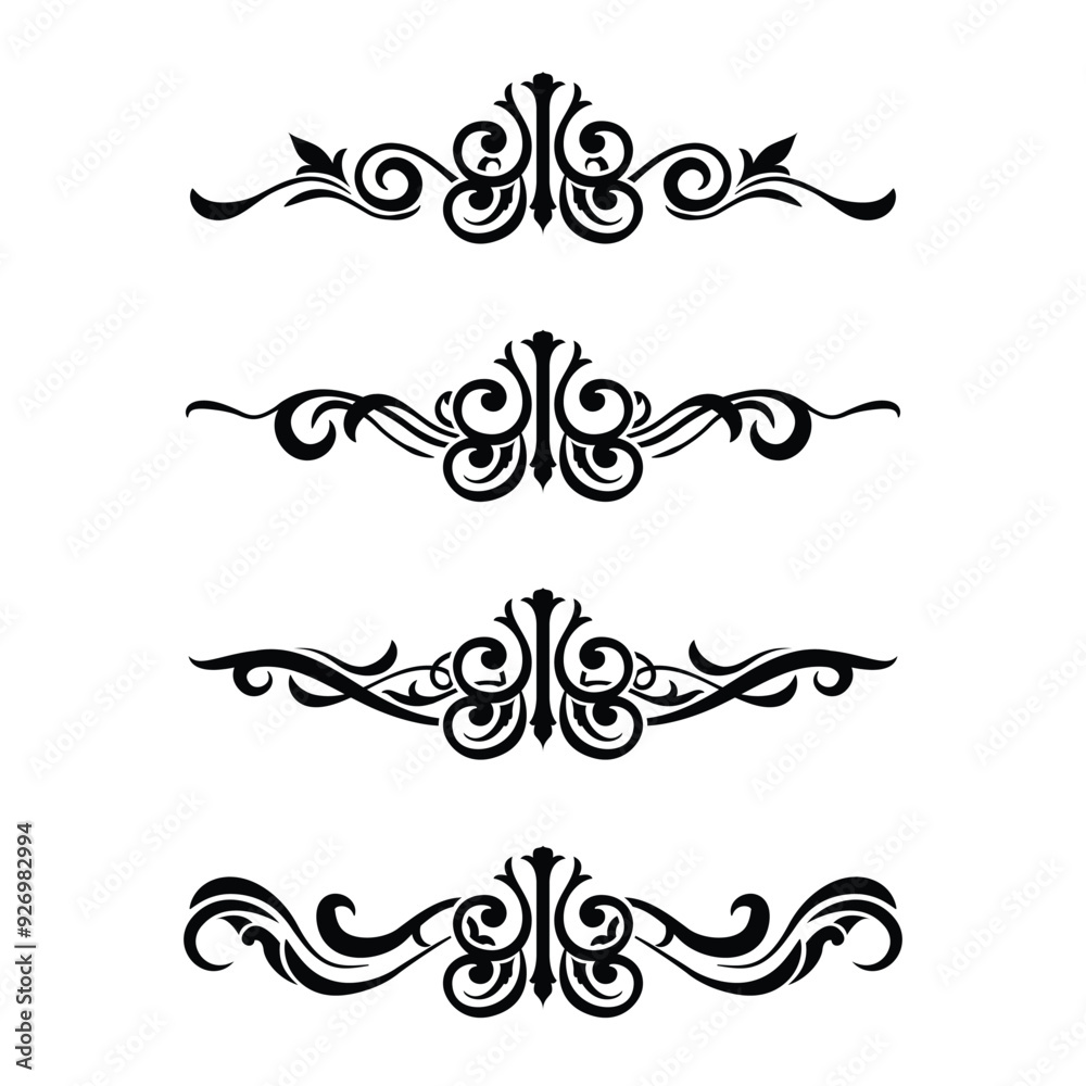 Naklejka premium Classic Vintage Baroque Victorian Frames Separator Elements Classic Wedding Invitation