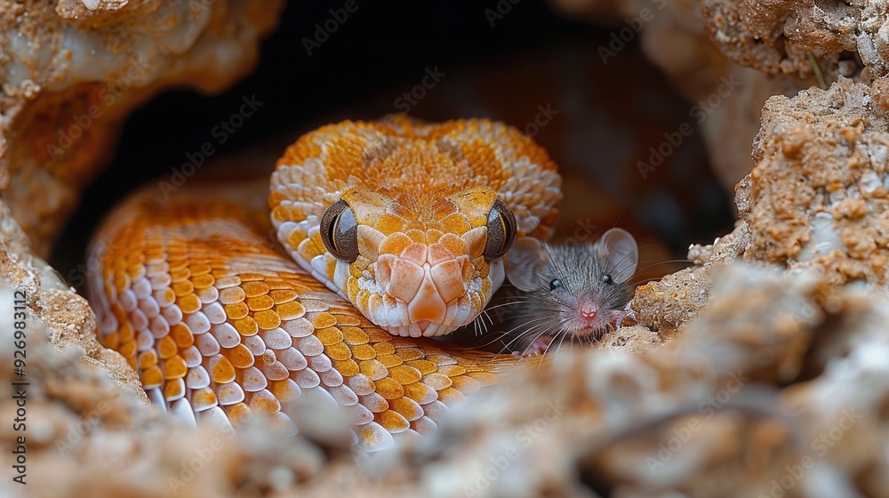 Unlikely Companions: Snake and Mouse Cozy in Burrow Unlikely Companions: Snake and Mouse Cozy in Burrow