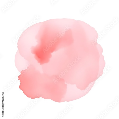 Soft red watercolor paint splashes isolated on white background