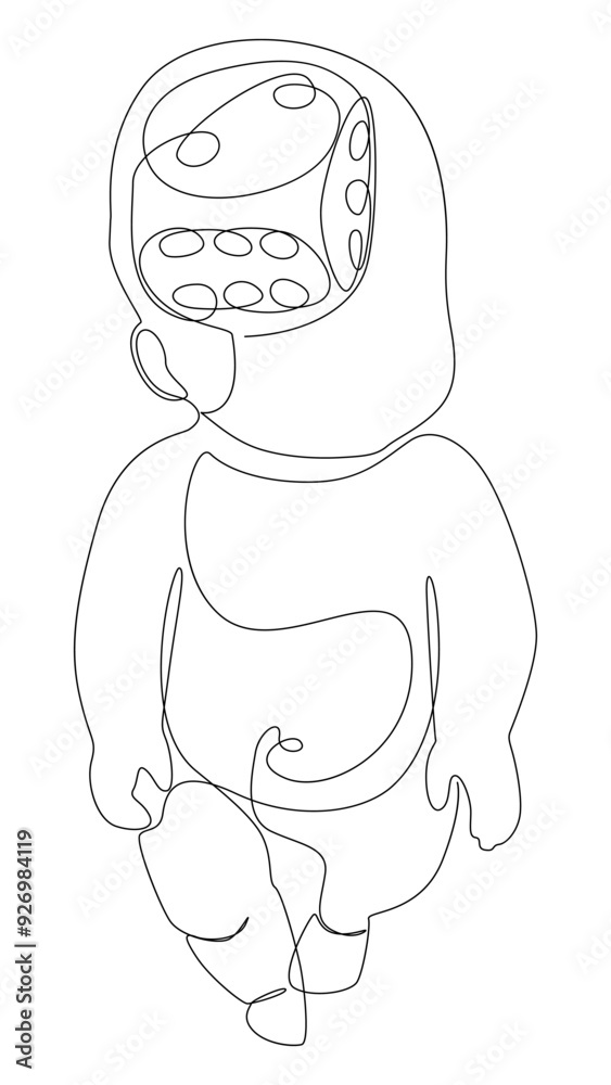 One continuous line of Baby and dice. Thin Line Illustration vector concept. Contour Drawing Creative ideas. One continuous line of Baby and dice. Thin Line Illustration vector concept. Contour Drawing Creative ideas.