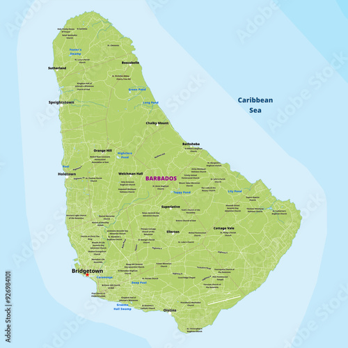 Simple political map of Barbados
