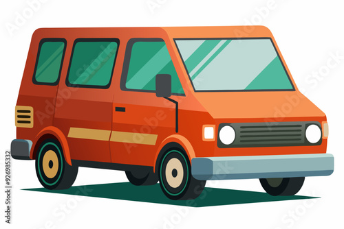 Orange Van with Green Windows and Chrome Wheels